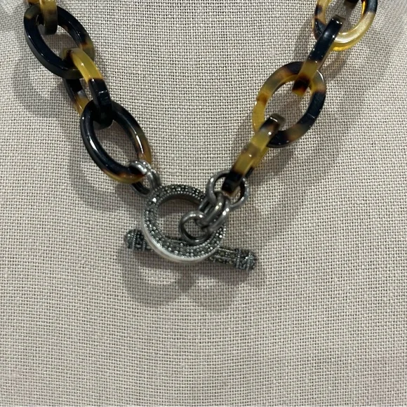VINTAGE Judith Jack Tortoises Chain Silver Marcasite Necklace - Picture 3 of 5